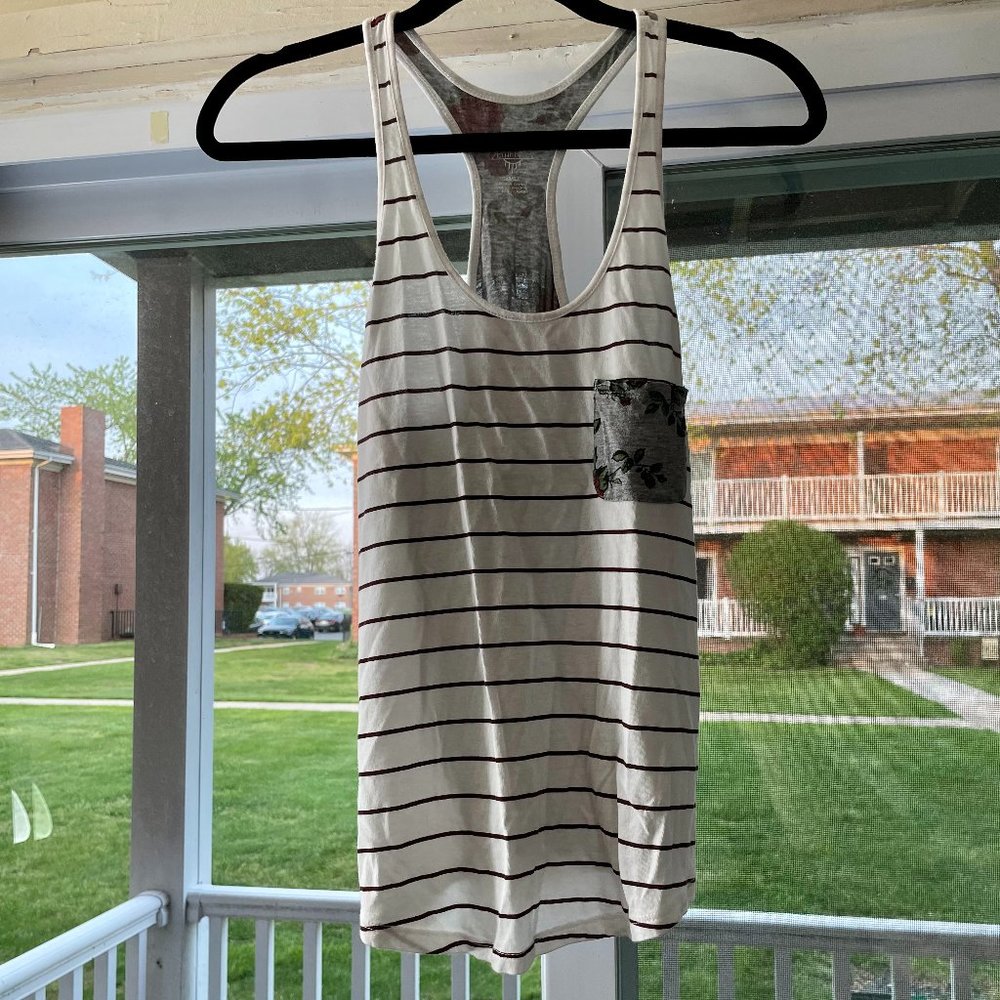 White T-Back Tank with Pocket